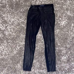 Black leather stretch pants